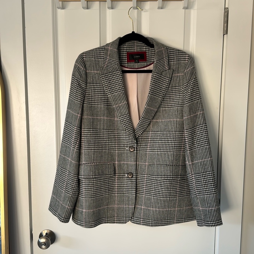 J. Crew Black and White Plaid Blazer